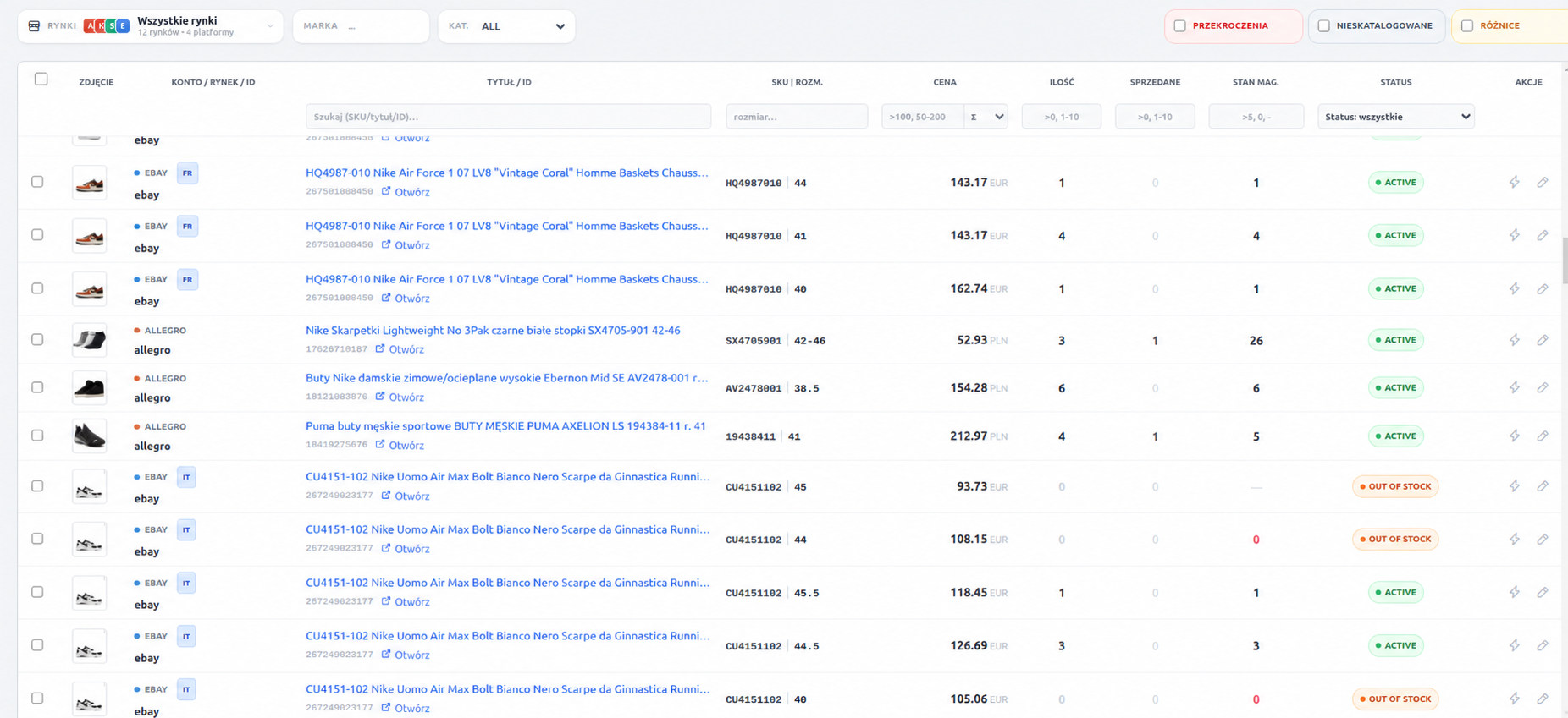 Listing ofert